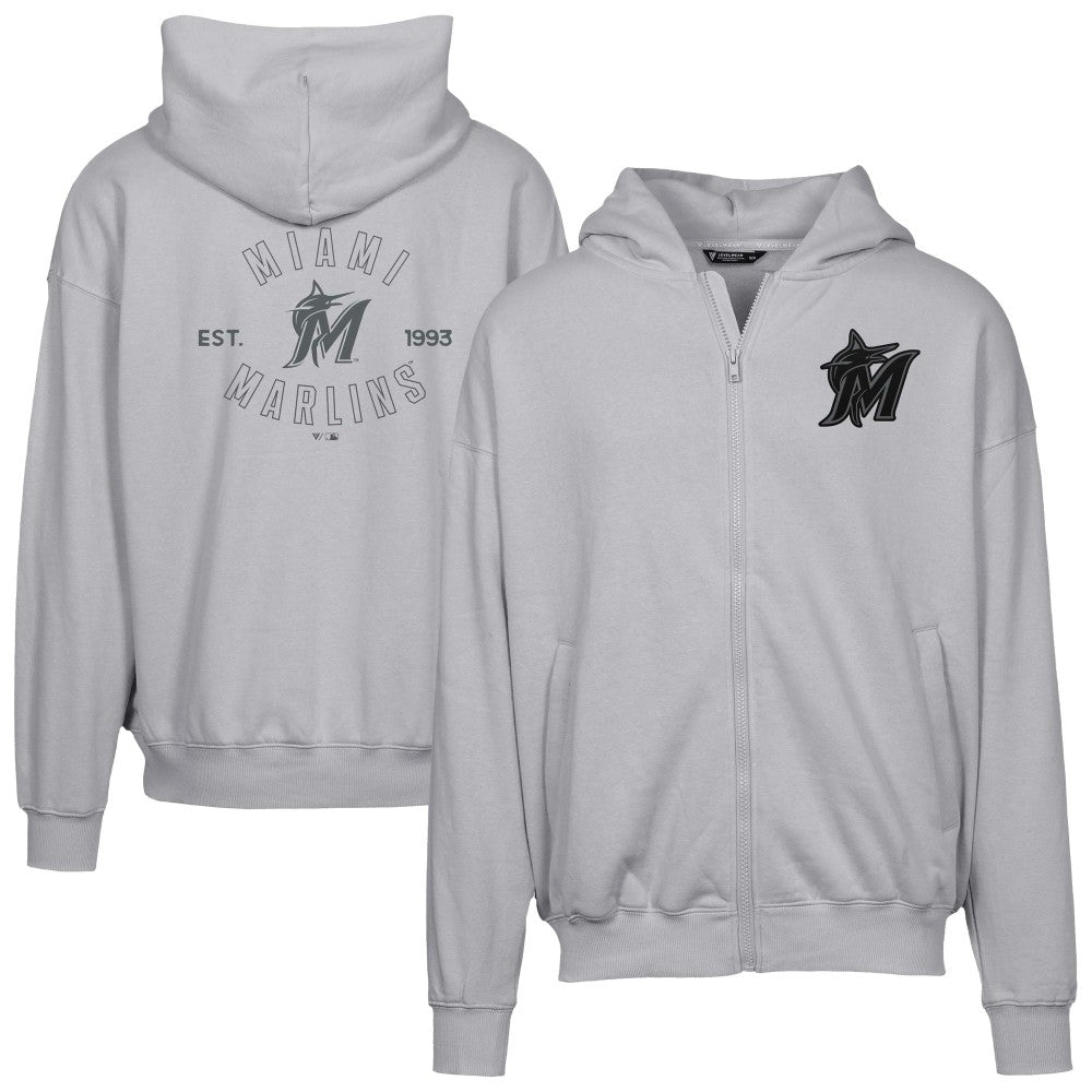 Miami Marlins Levelwear Uphill Abyssal Full-Zip Hoodie - Gray - MLB Sale