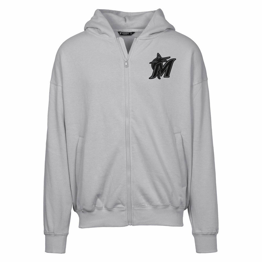 Miami Marlins Levelwear Uphill Abyssal Full-Zip Hoodie - Gray - MLB Sale