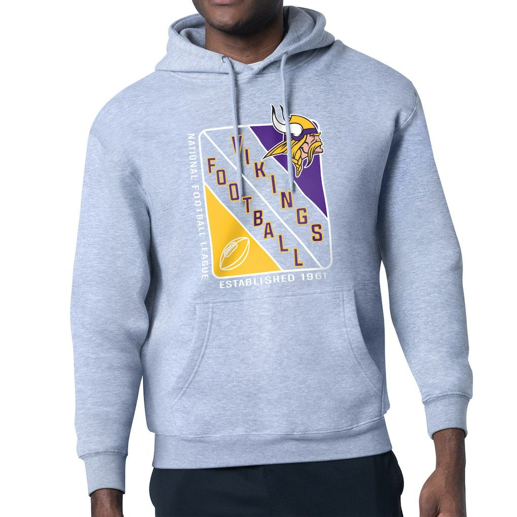 Minnesota Vikings Starter Shield Logo Pullover Hoodie Heather Gray