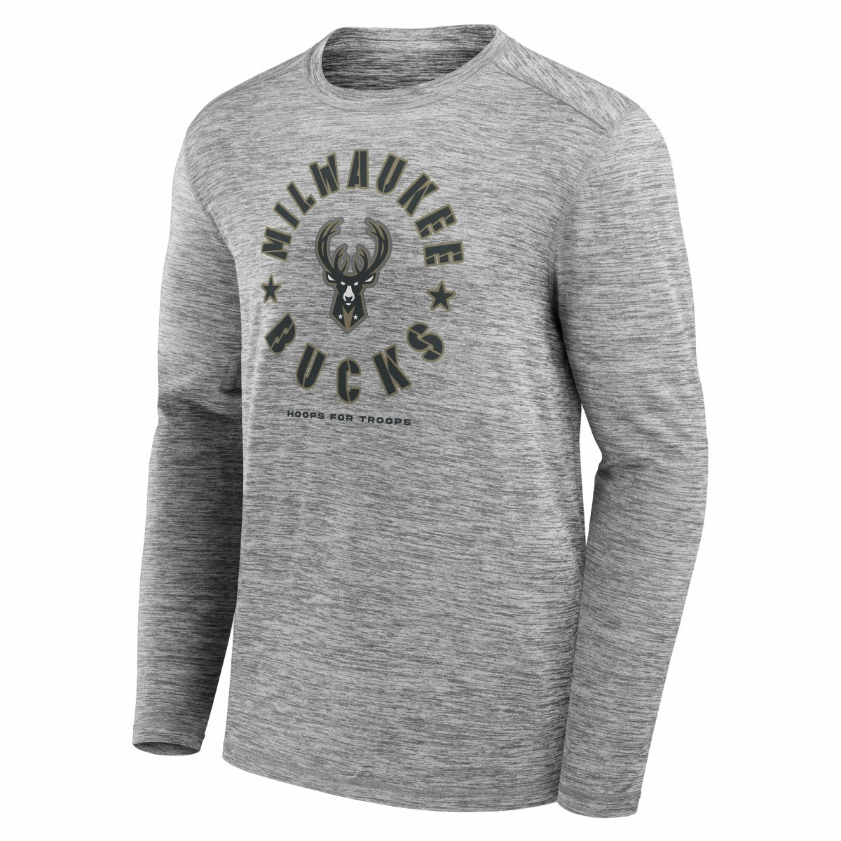 Milwaukee Bucks NBA Hoops for Troops Long Sleeve T-Shirt Heather Gray | Fanatics