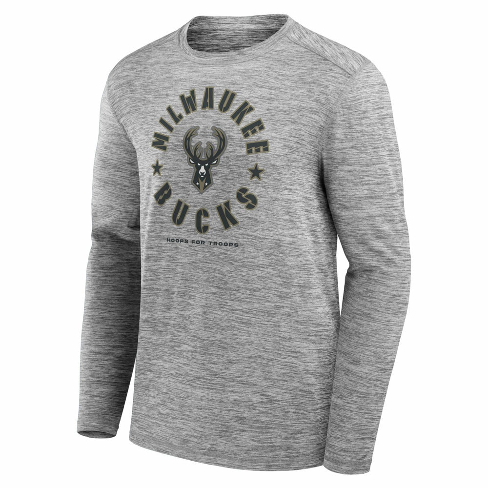Milwaukee Bucks NBA Hoops for Troops Long Sleeve T-Shirt Heather Gray | Fanatics