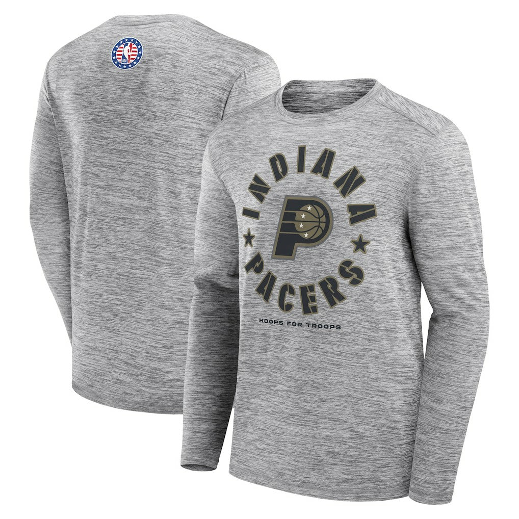 Indiana Pacers NBA Hoops for Troops Long Sleeve T-Shirt Heather Gray | Fanatics for sale