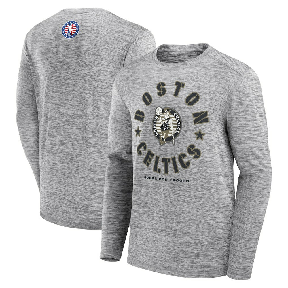 Boston Celtics NBA Hoops for Troops Long Sleeve T-Shirt Heather Gray | Fanatics