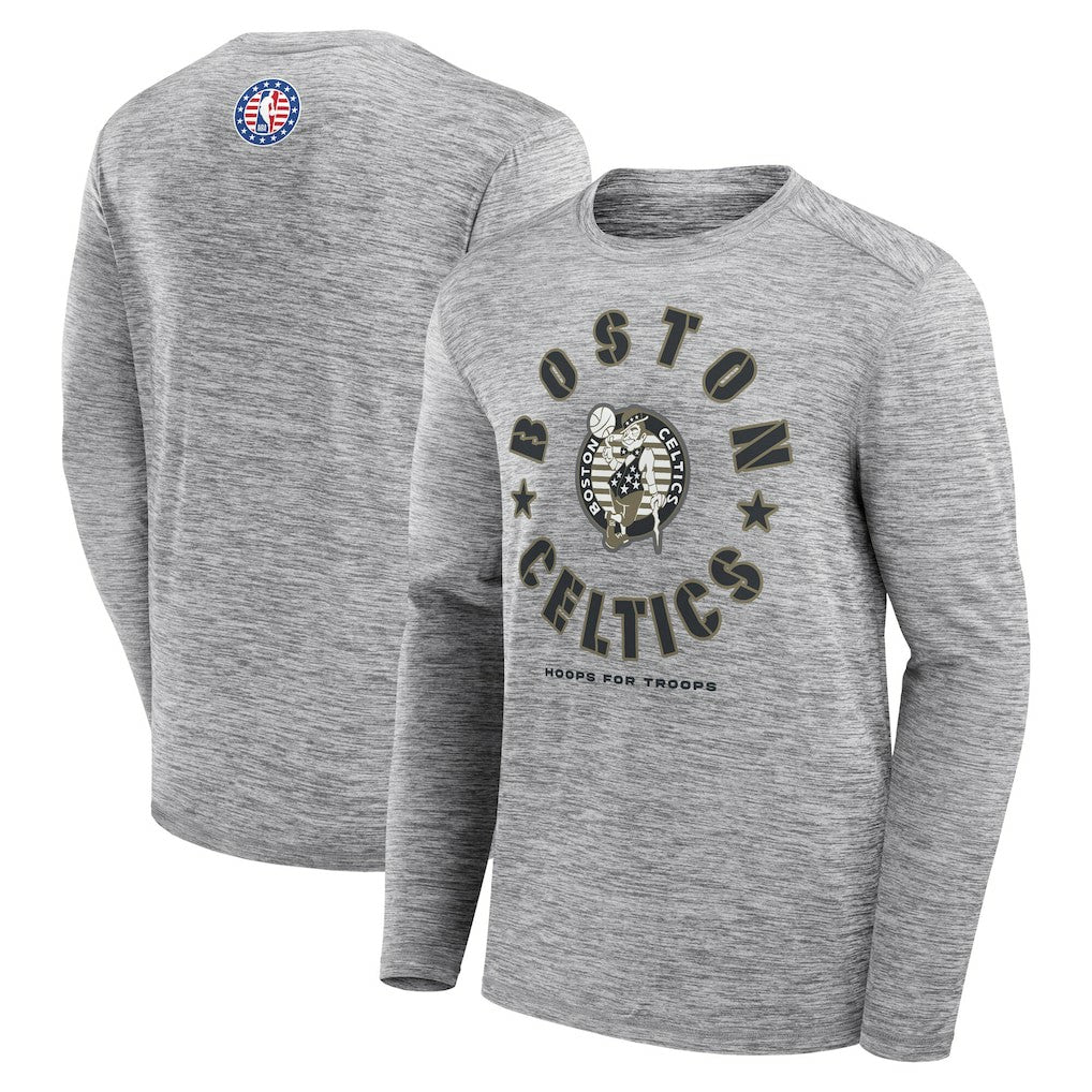 Boston Celtics NBA Hoops for Troops Long Sleeve T-Shirt Heather Gray | Fanatics