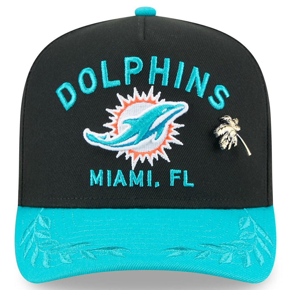 Miami Dolphins New Era 2025 NFL Draft On Stage A-Frame 59FIFTY Fitted Hat Black/Aqua