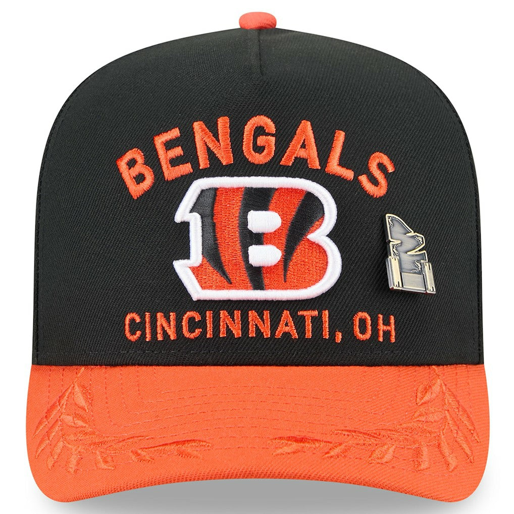 Cincinnati Bengals New Era 2025 NFL Draft On Stage A-Frame 59FIFTY Fitted Hat Black/Orange