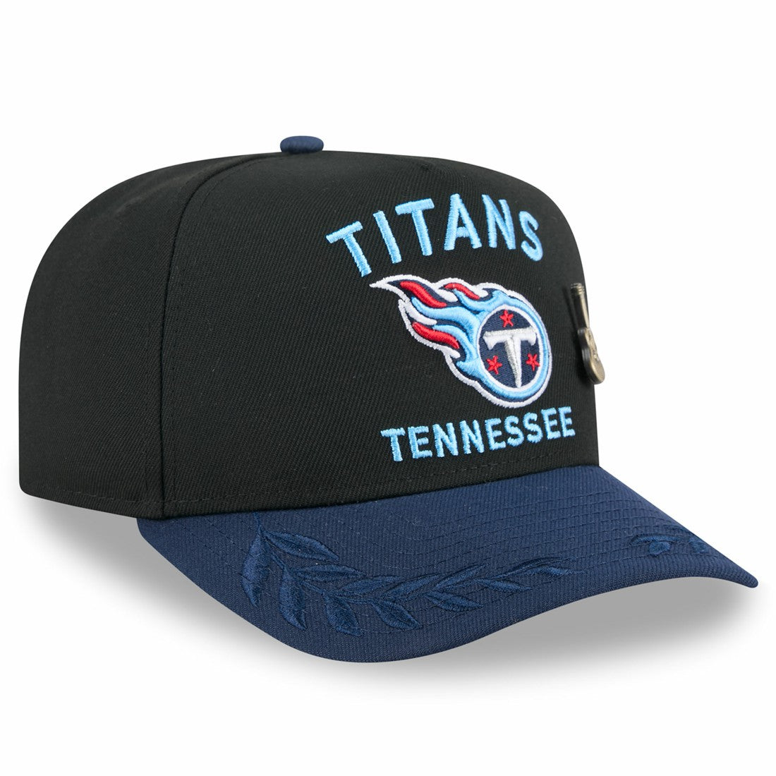 Tennessee Titans New Era 2025 NFL Draft On Stage A-Frame 59FIFTY Fitted Hat Black/Navy