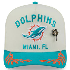 Miami Dolphins New Era 2025 NFL Draft A-Frame 59FIFTY Fitted Hat Cream/Aqua