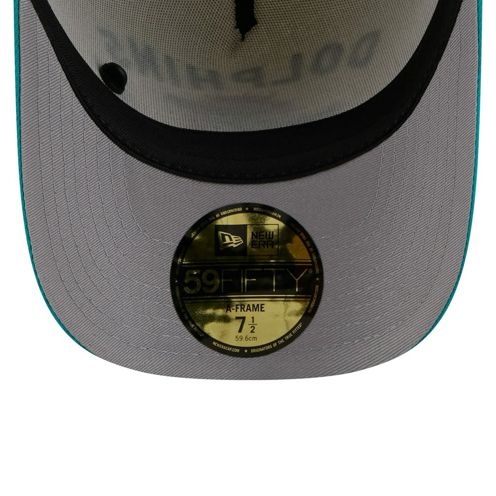 Miami Dolphins New Era 2025 NFL Draft A-Frame 59FIFTY Fitted Hat Cream/Aqua