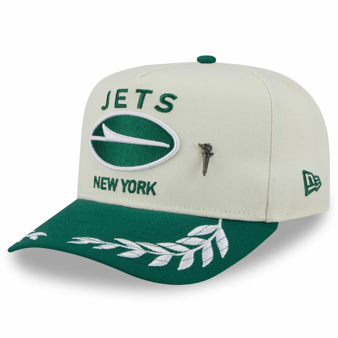 New York Jets New Era 2025 NFL Draft A-Frame 59FIFTY Fitted Hat Cream/Green