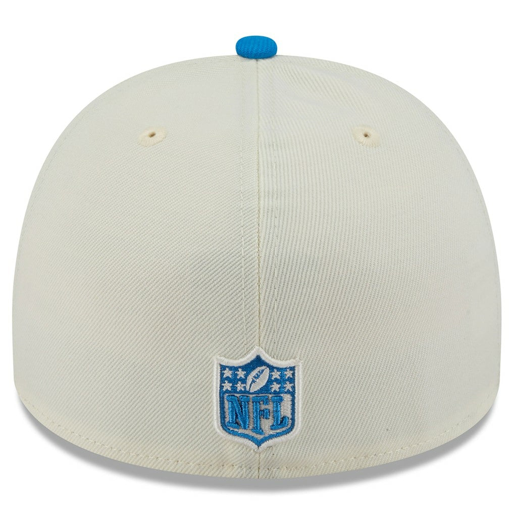 Detroit Lions New Era 2025 NFL Draft A-Frame 59FIFTY Fitted Hat Cream/Blue