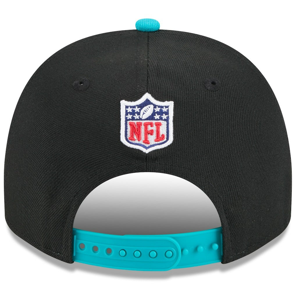 Miami Dolphins New Era 2025 NFL Draft A-Frame 9FIFTY Snapback Hat Black/Aqua