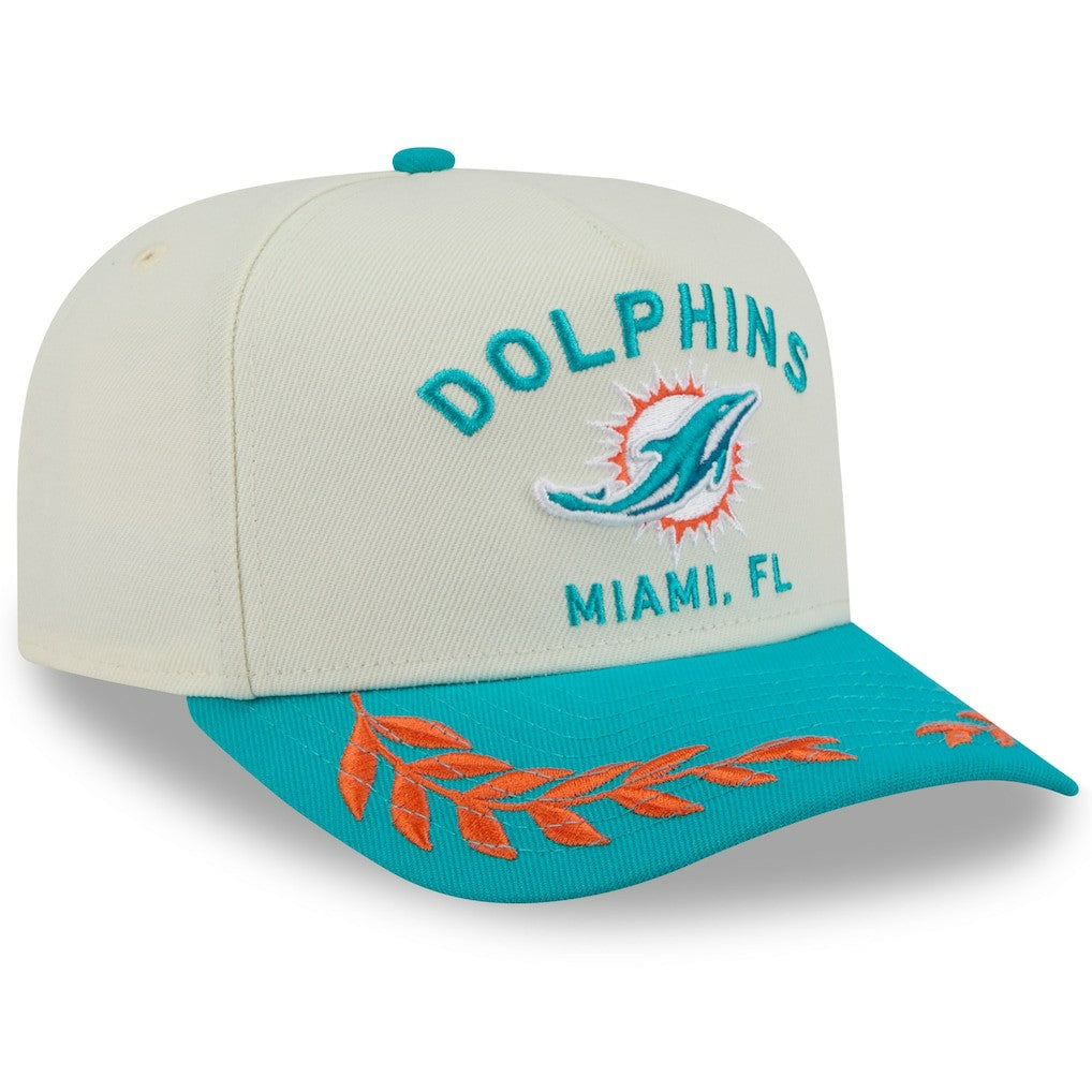 Miami Dolphins New Era 2025 NFL Draft A-Frame 9FIFTY Snapback Hat Cream/Aqua