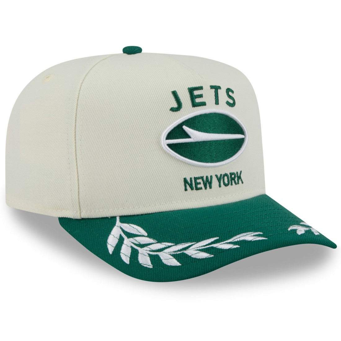 New York Jets New Era 2025 NFL Draft A-Frame 9FIFTY Snapback Hat Cream/Green