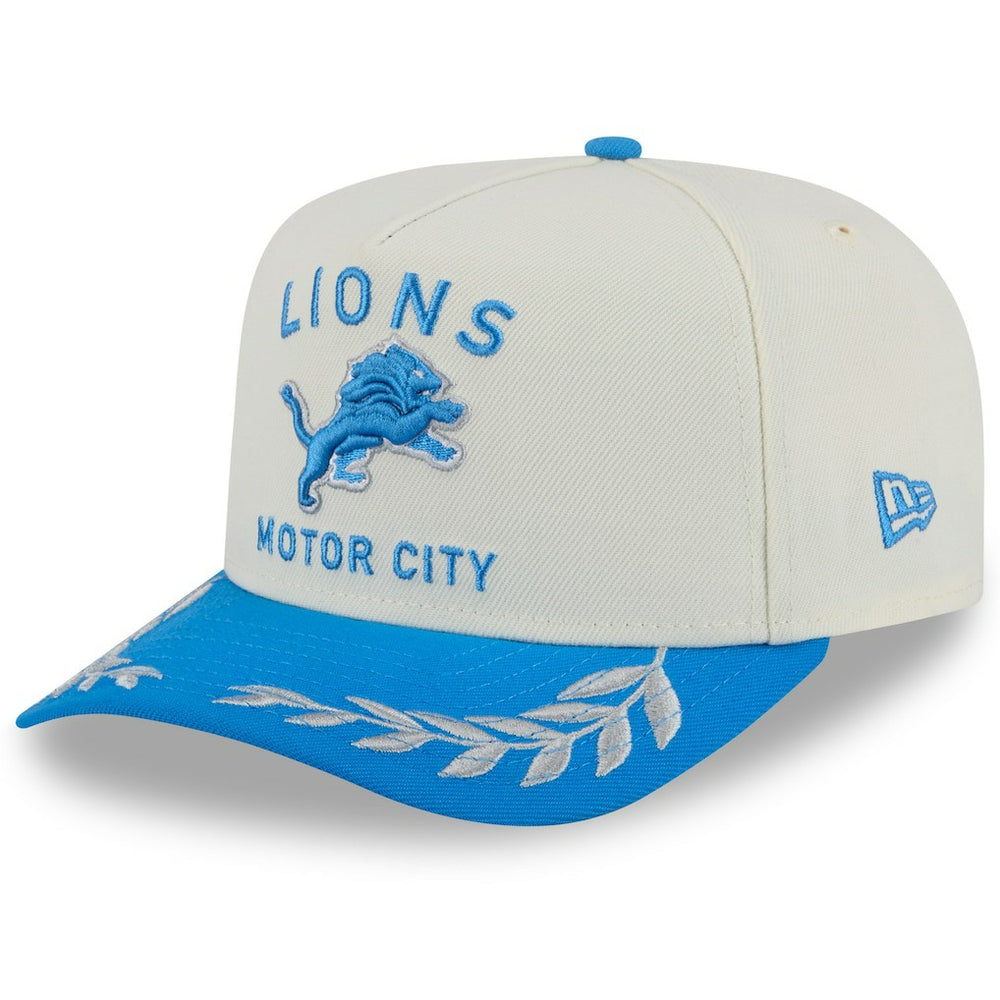 Detroit Lions New Era 2025 NFL Draft A-Frame 9FIFTY Snapback Hat Cream/Blue