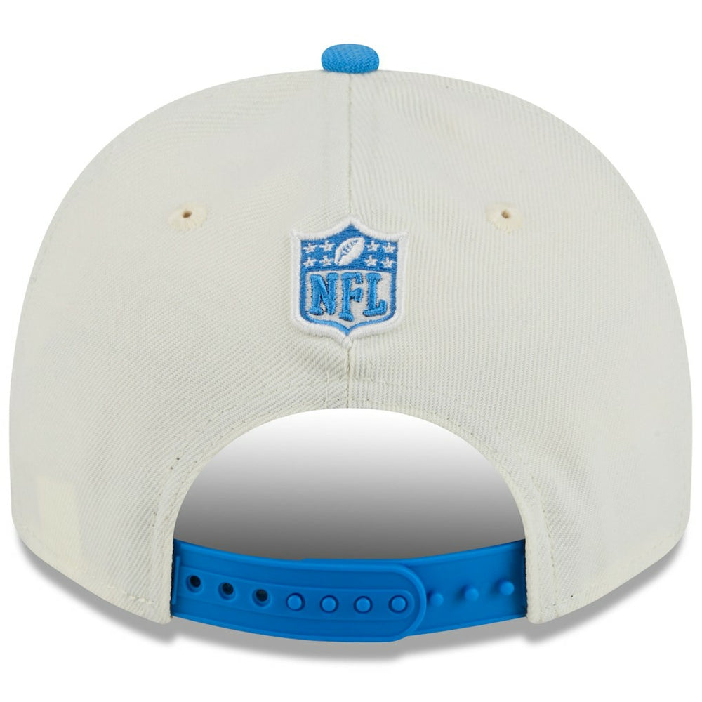 Detroit Lions New Era 2025 NFL Draft A-Frame 9FIFTY Snapback Hat Cream/Blue