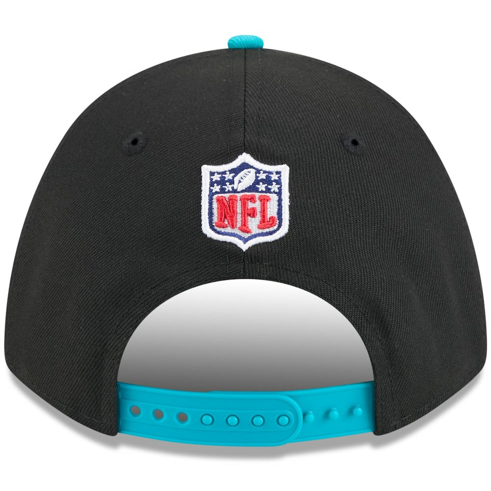 Miami Dolphins New Era 2025 NFL Draft 9FORTY A-Frame M-Crown Adjustable Hat Black/Aqua