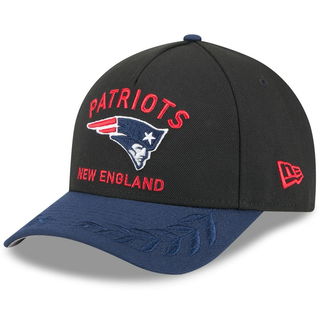 New England Patriots New Era 2025 NFL Draft 9FORTY A-Frame M-Crown Adjustable Hat Black/Navy
