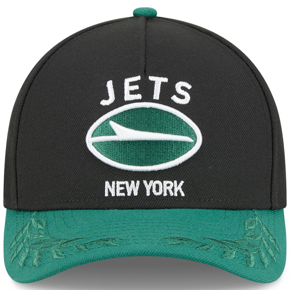 New York Jets New Era 2025 NFL Draft 9FORTY A-Frame M-Crown Adjustable Hat Black/Green