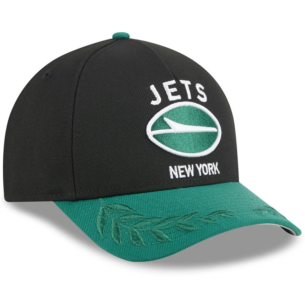 New York Jets New Era 2025 NFL Draft 9FORTY A-Frame M-Crown Adjustable Hat Black/Green