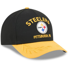Pittsburgh Steelers New Era 2025 NFL Draft 9FORTY A-Frame M-Crown Adjustable Hat Black/Gold