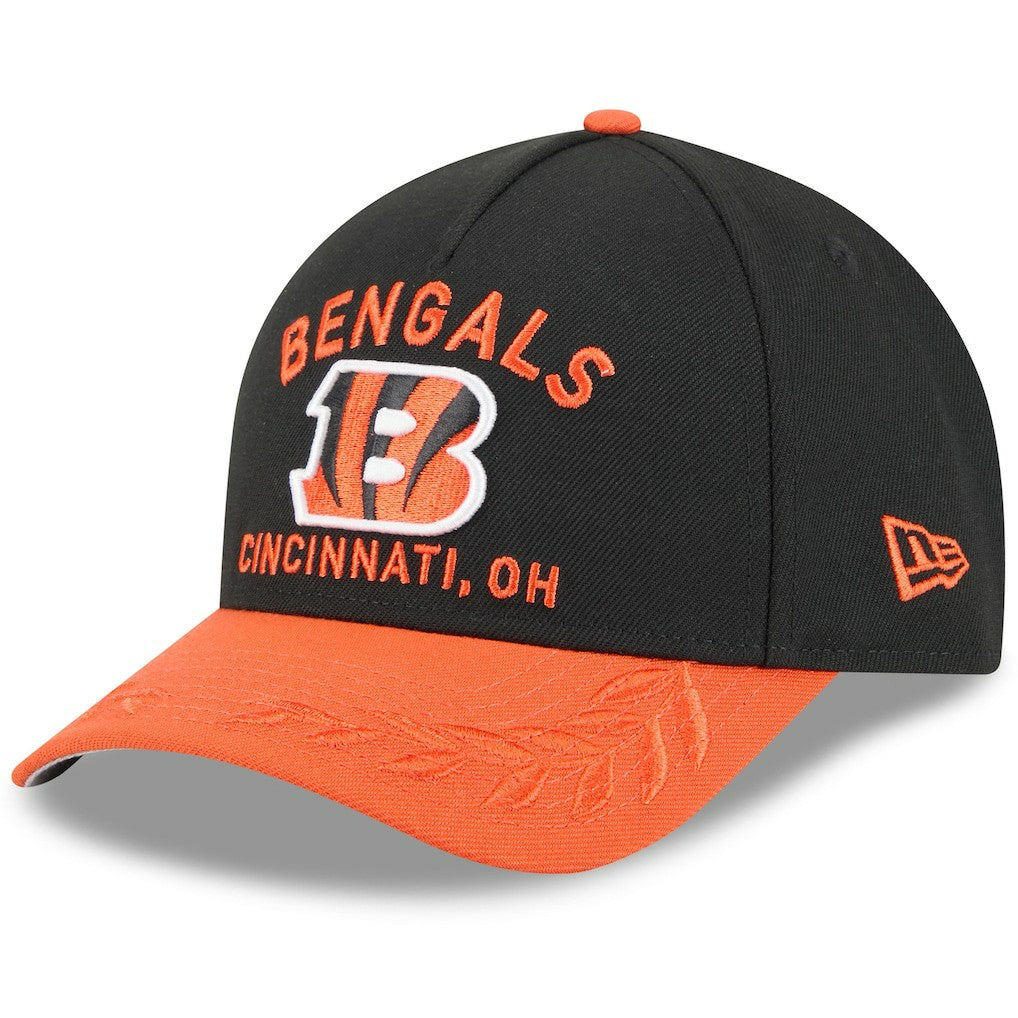Cincinnati Bengals New Era 2025 NFL Draft 9FORTY A-Frame M-Crown Adjustable Hat Black/Orange
