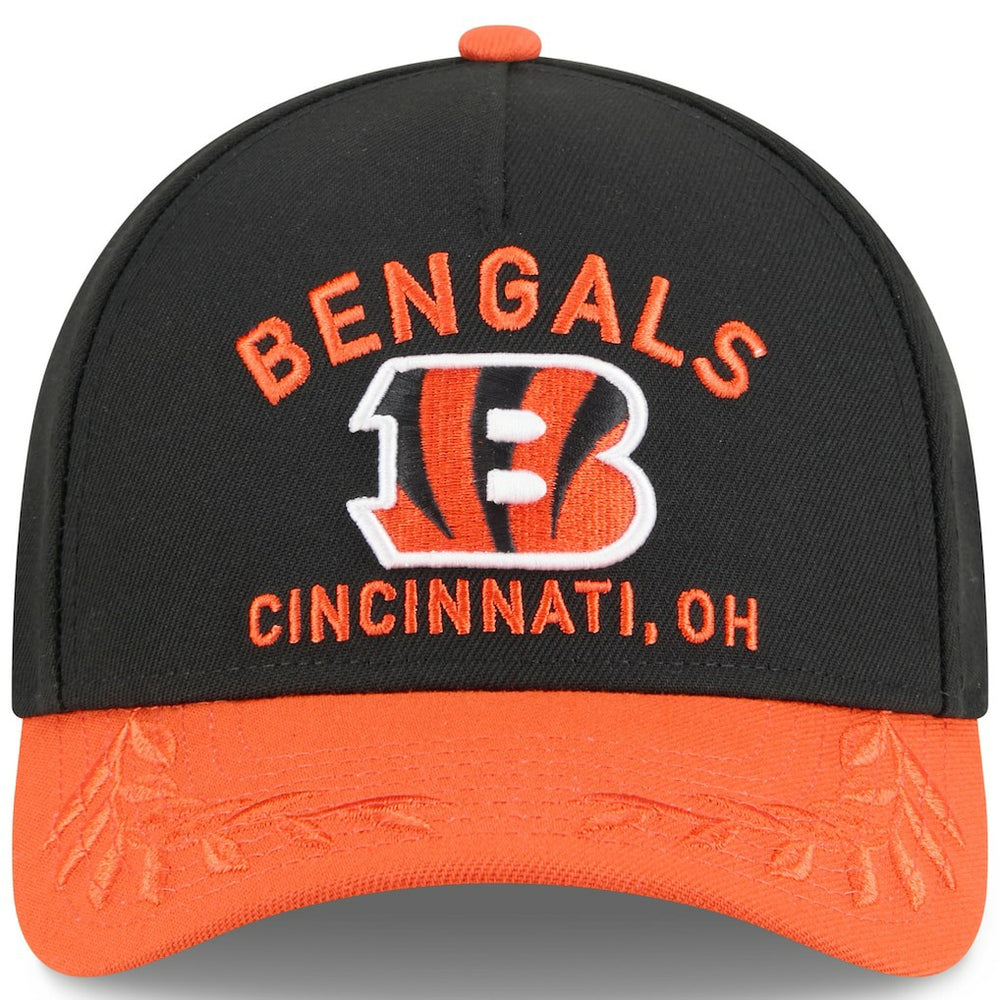 Cincinnati Bengals New Era 2025 NFL Draft 9FORTY A-Frame M-Crown Adjustable Hat Black/Orange