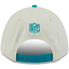 Miami Dolphins New Era 2025 NFL Draft 9FORTY A-Frame M-Crown Adjustable Hat Cream/Aqua