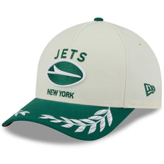 New York Jets New Era 2025 NFL Draft 9FORTY A-Frame M-Crown Adjustable Hat Cream/Green