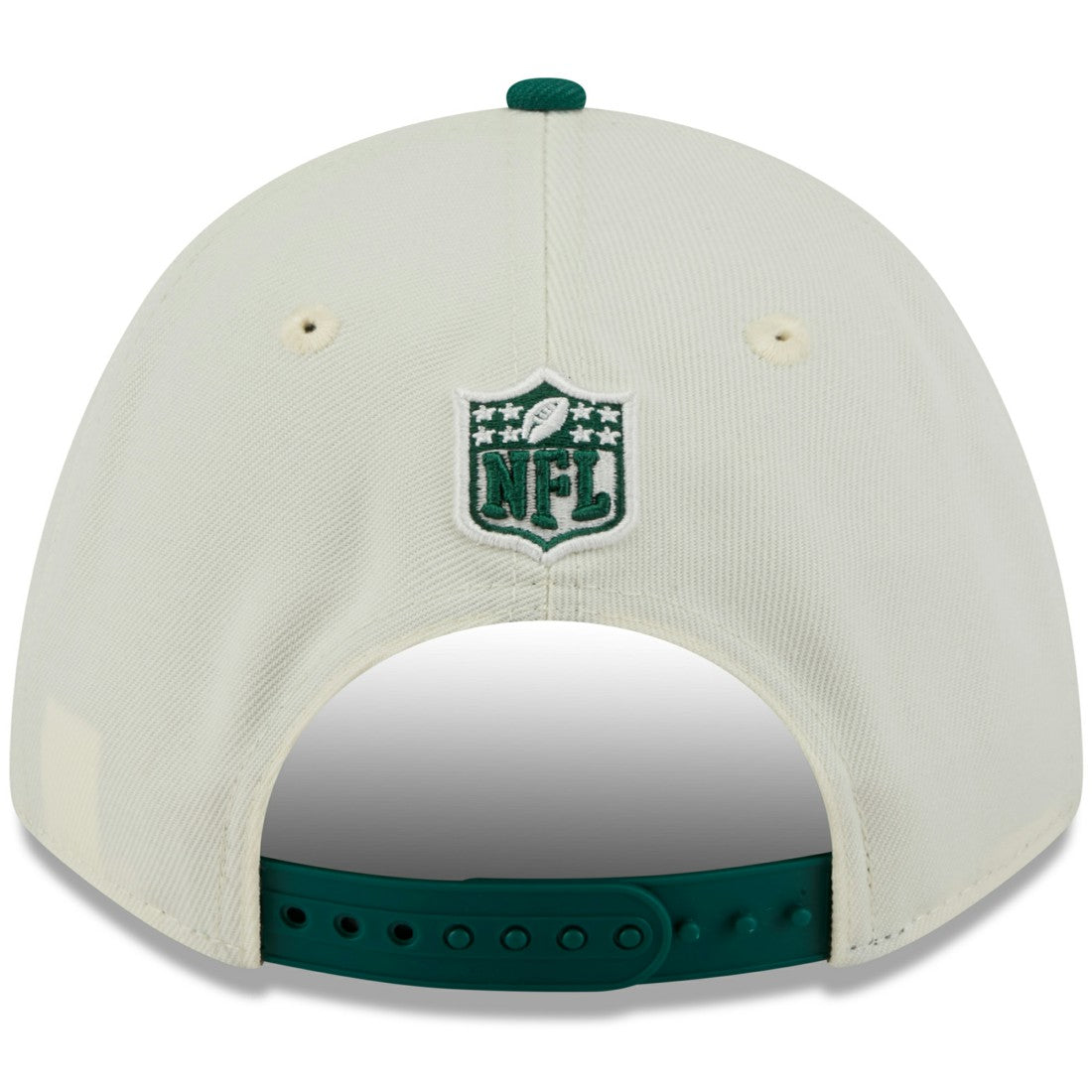 New York Jets New Era 2025 NFL Draft 9FORTY A-Frame M-Crown Adjustable Hat Cream/Green