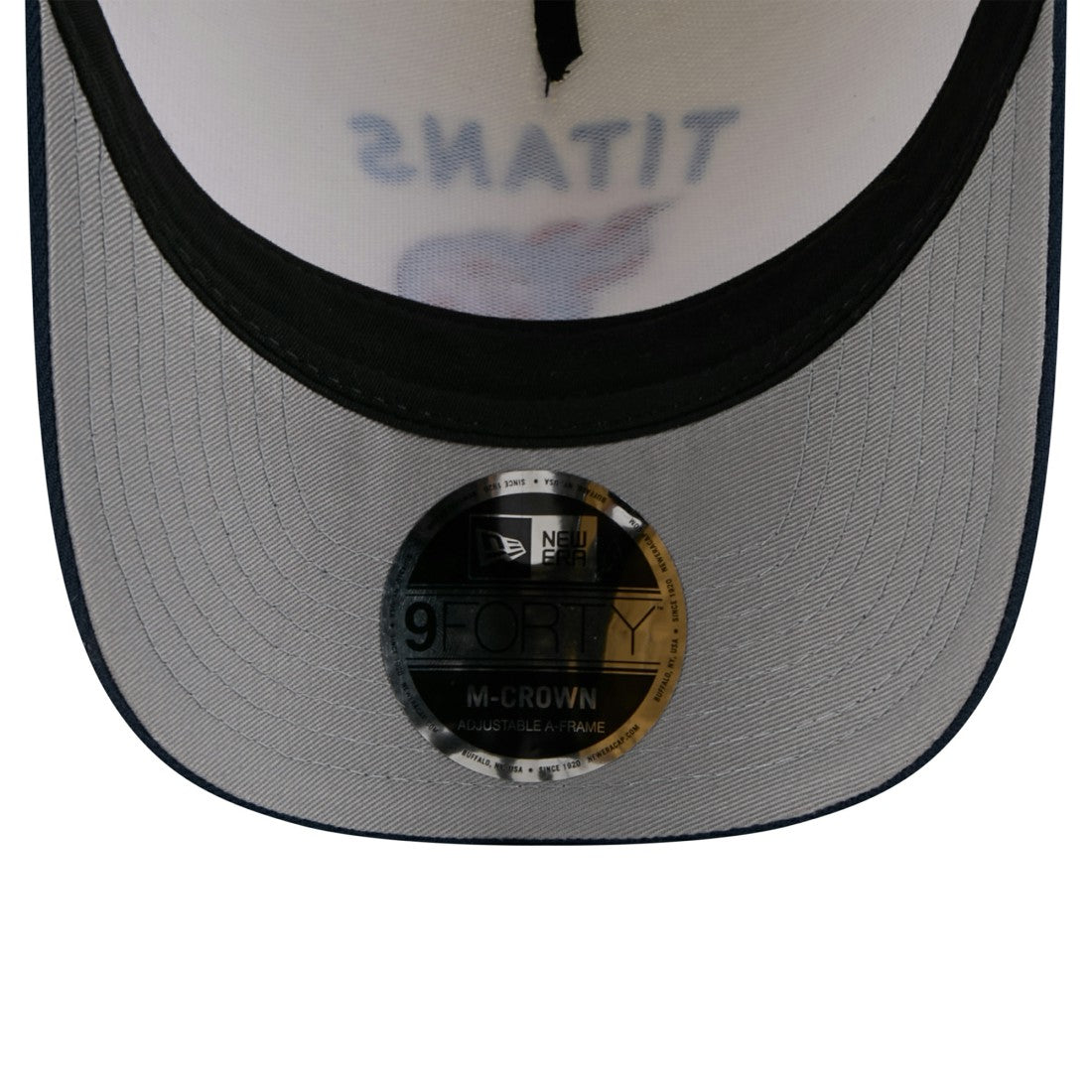 Tennessee Titans New Era 2025 NFL Draft 9FORTY A-Frame M-Crown Adjustable Hat Cream/Navy