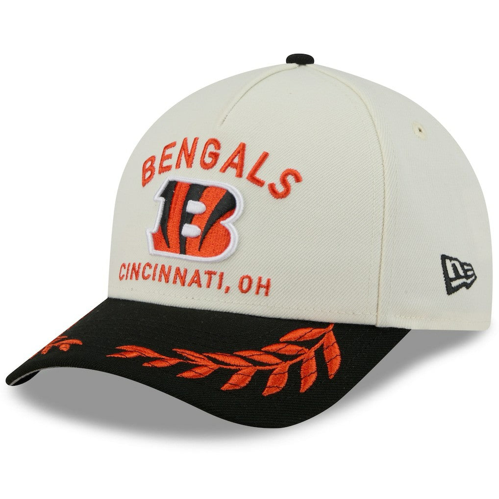 Cincinnati Bengals New Era 2025 NFL Draft 9FORTY A-Frame M-Crown Adjustable Hat Cream/Black