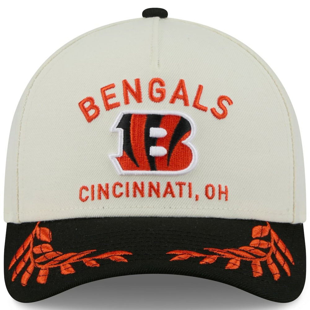 Cincinnati Bengals New Era 2025 NFL Draft 9FORTY A-Frame M-Crown Adjustable Hat Cream/Black