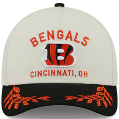 Cincinnati Bengals New Era 2025 NFL Draft 9FORTY A-Frame M-Crown Adjustable Hat Cream/Black