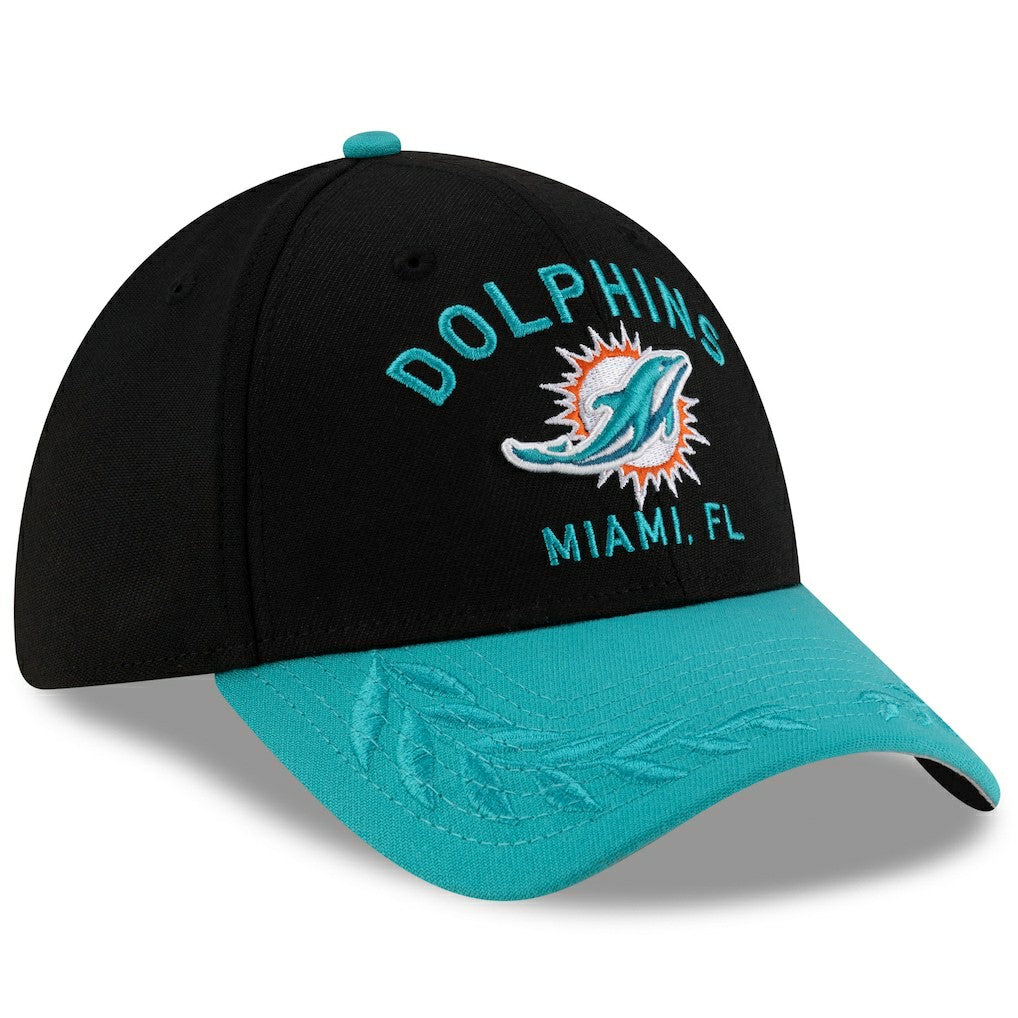 Miami Dolphins New Era 2025 NFL Draft 39THIRTY Flex Hat Black/Aqua