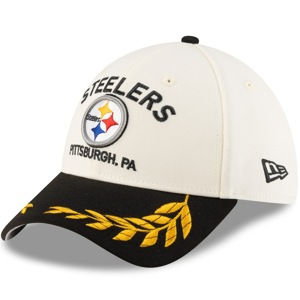 Pittsburgh Steelers New Era 2025 NFL Draft 39THIRTY Flex Hat Cream/Black