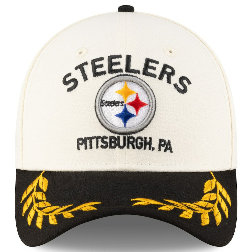 Pittsburgh Steelers New Era 2025 NFL Draft 39THIRTY Flex Hat Cream/Black