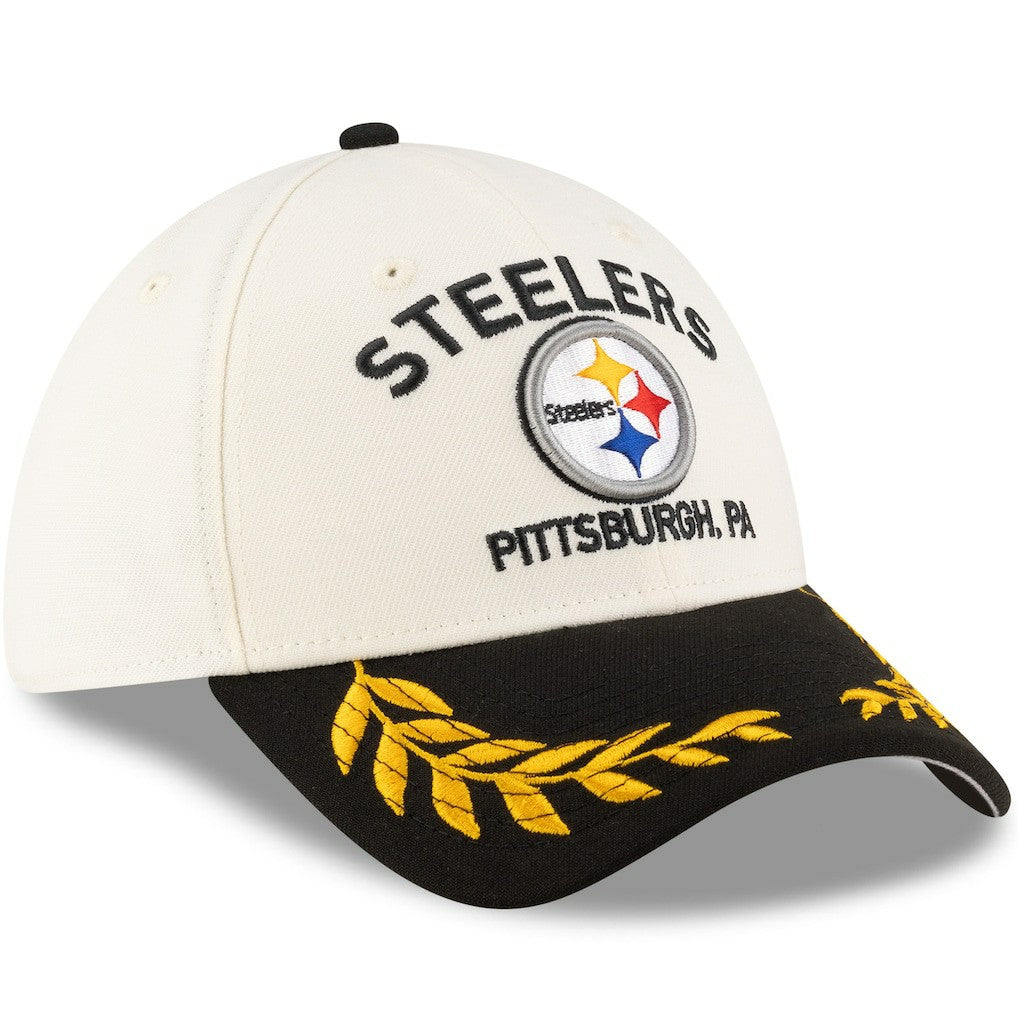 Pittsburgh Steelers New Era 2025 NFL Draft 39THIRTY Flex Hat Cream/Black