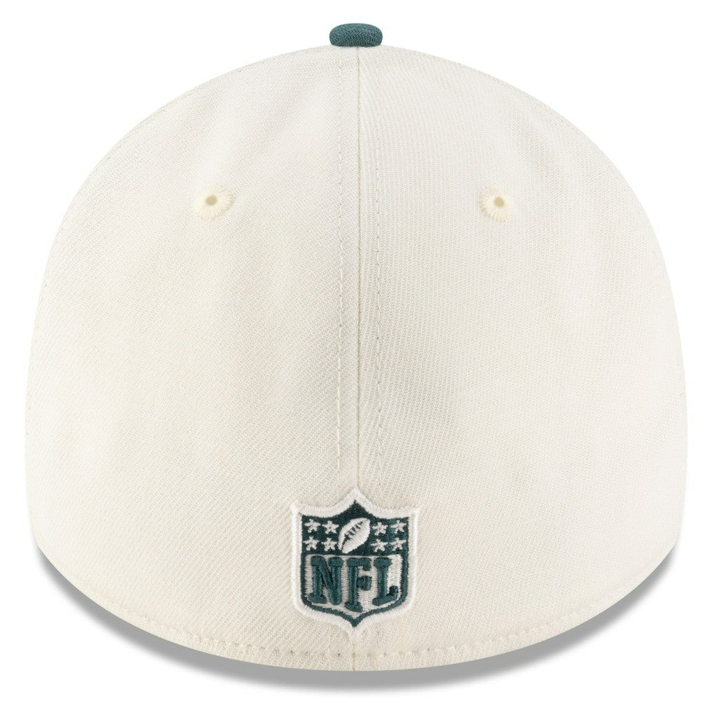 Philadelphia Eagles New Era 2025 NFL Draft 39THIRTY Flex Hat Cream/Midnight Green
