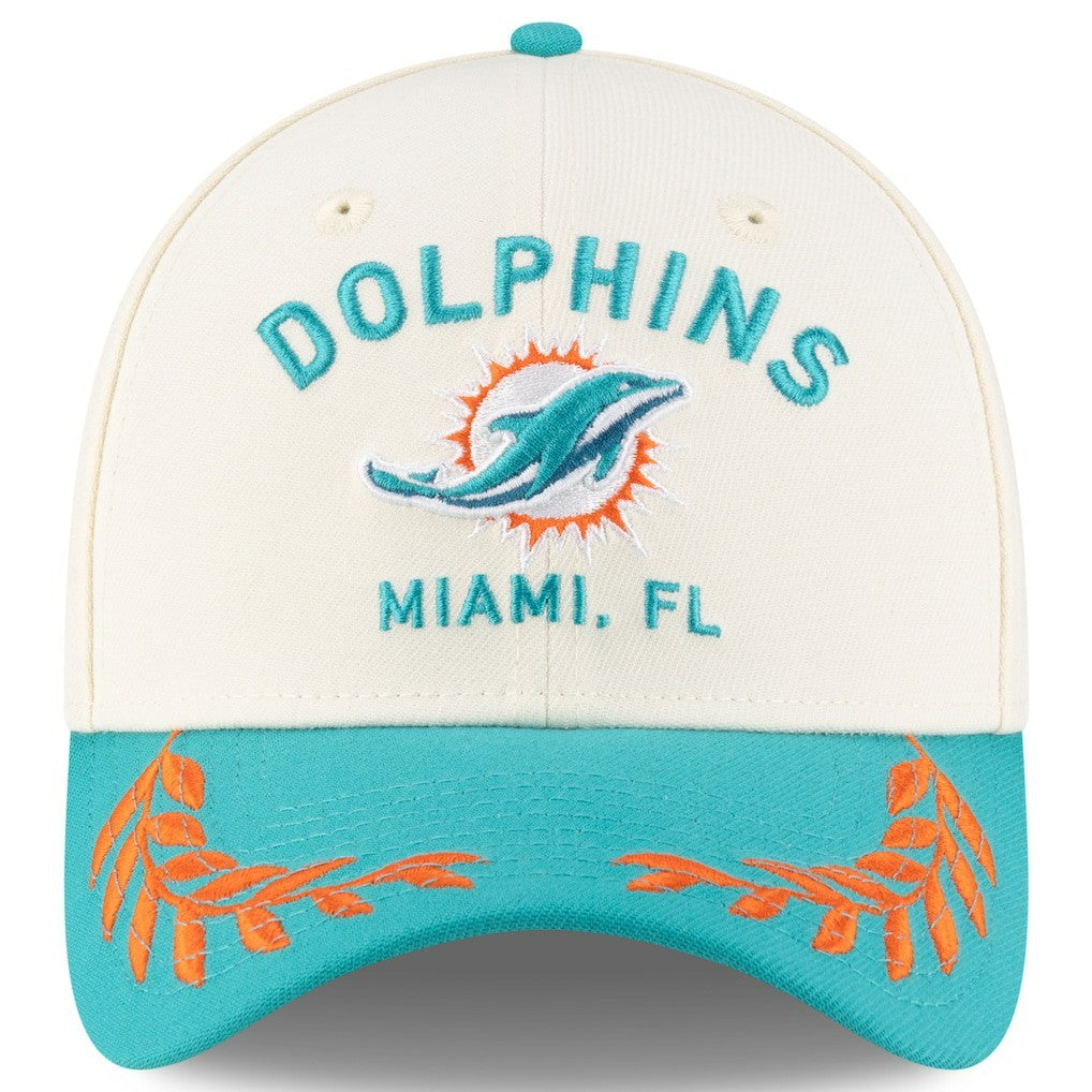 Miami Dolphins New Era 2025 NFL Draft 39THIRTY Flex Hat Cream/Aqua