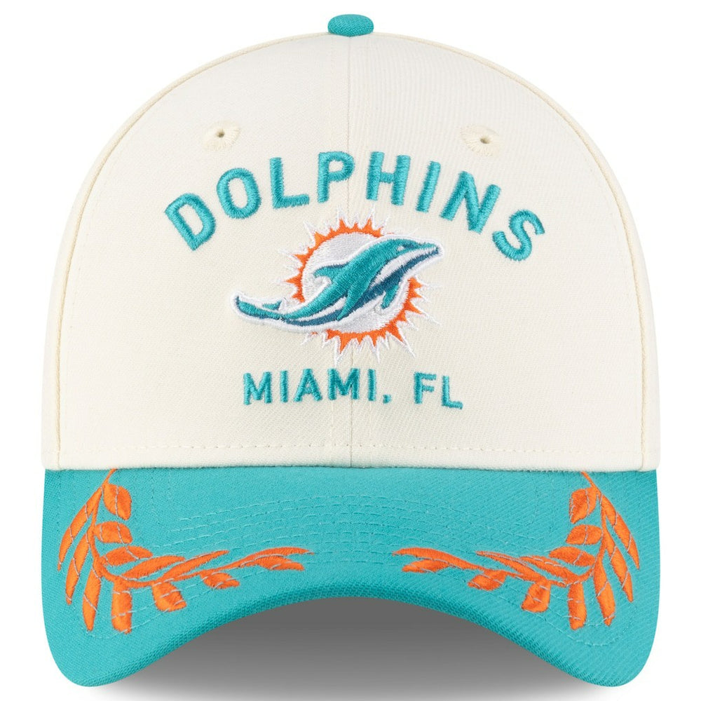 Miami Dolphins New Era 2025 NFL Draft 39THIRTY Flex Hat Cream/Aqua