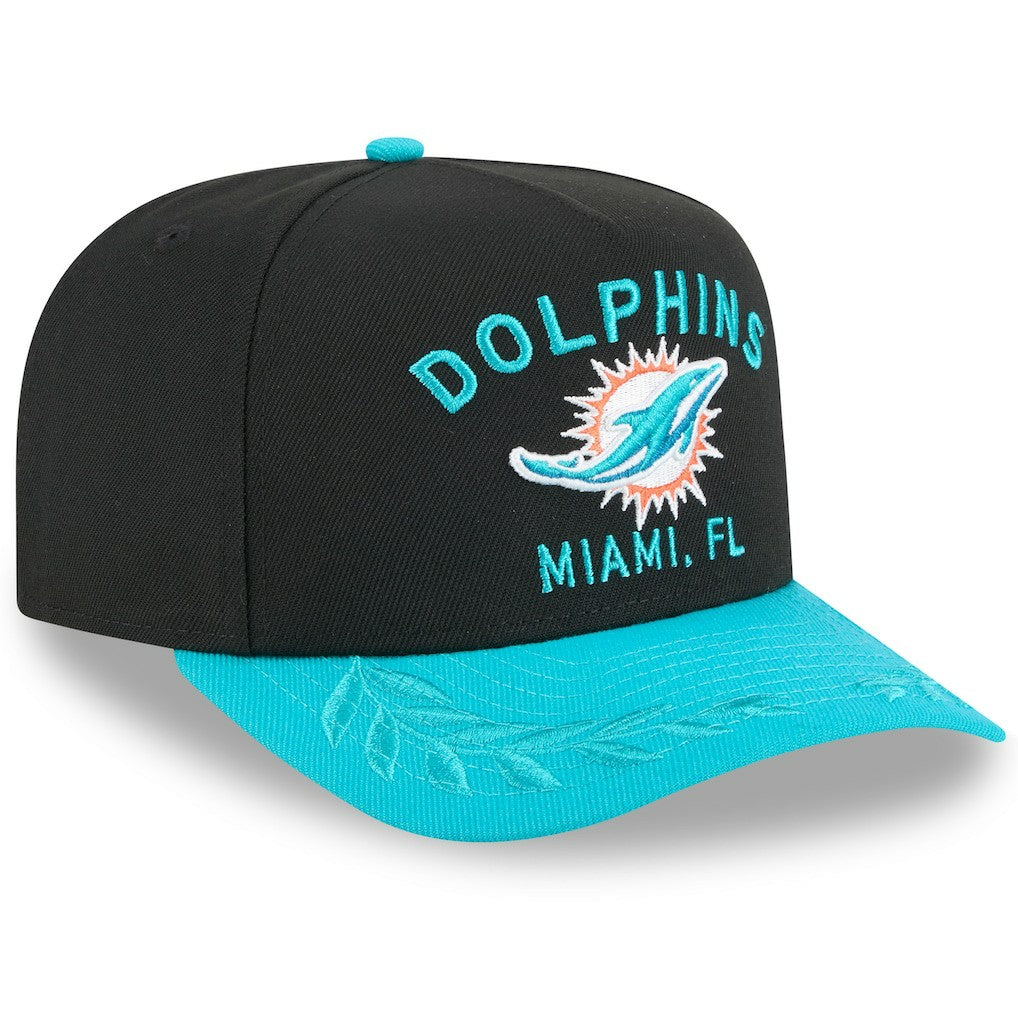 Miami Dolphins New Era Youth 2025 NFL Draft A-Frame 9FIFTY Snapback Hat Black/Aqua