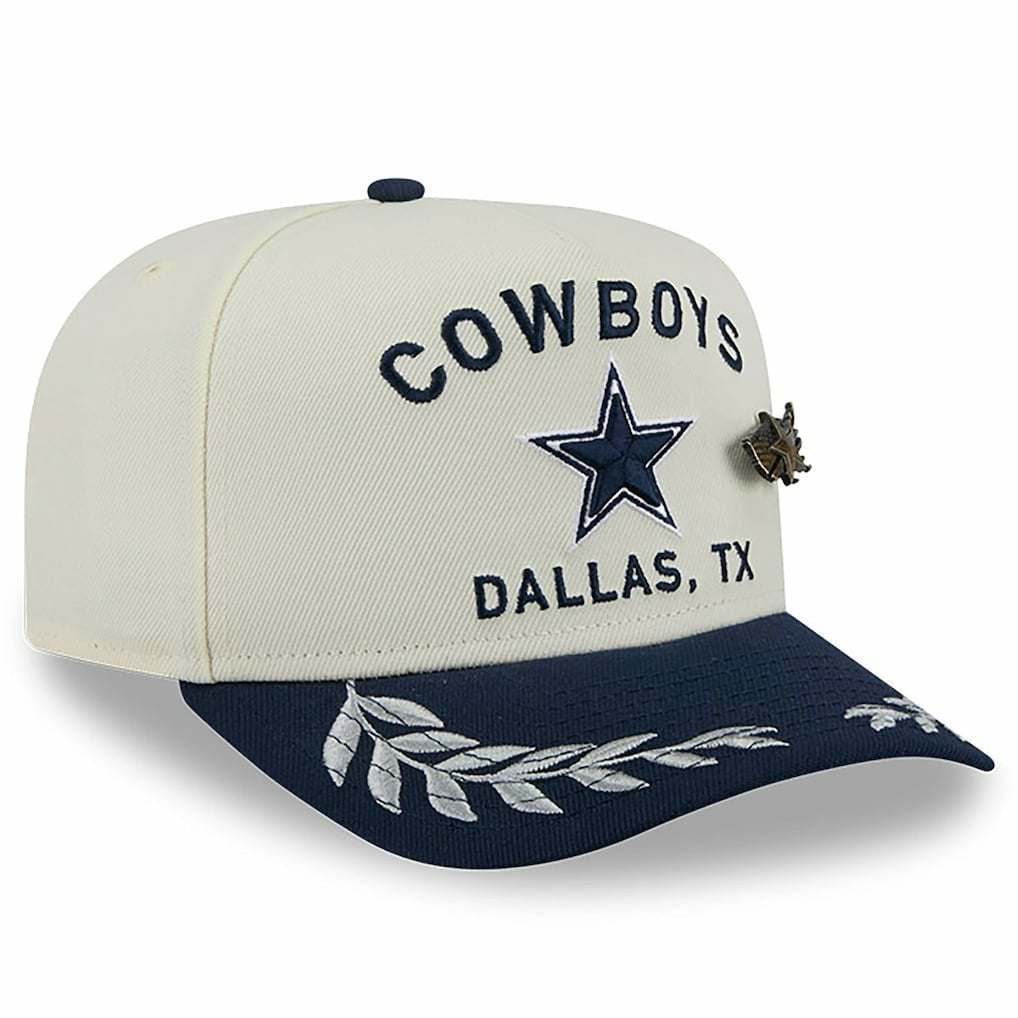 Dallas Cowboys New Era 2025 NFL Draft A-Frame 59FIFTY Fitted Hat Cream/Navy