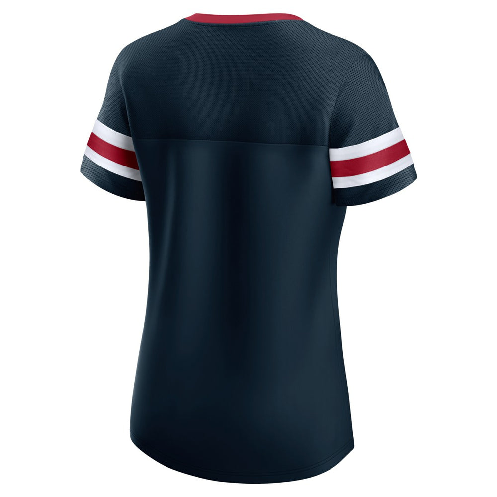 Fanatics Houston Texans Women's Iconic Bling Athena Lace-Up V-Neck T-Shirt Navy