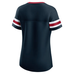 Fanatics Houston Texans Women's Iconic Bling Athena Lace-Up V-Neck T-Shirt Navy