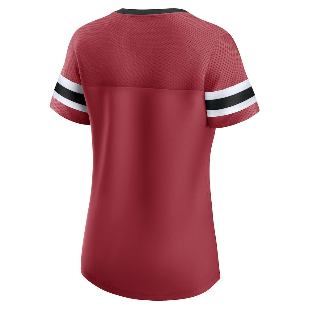 Fanatics Arizona Cardinals Women's Iconic Bling Athena Lace-Up V-Neck T-Shirt Cardinal