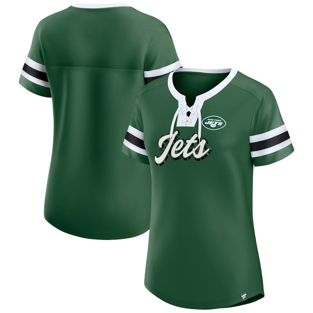 Fanatics New York Jets Women's Original State Lace-Up T-Shirt Green
