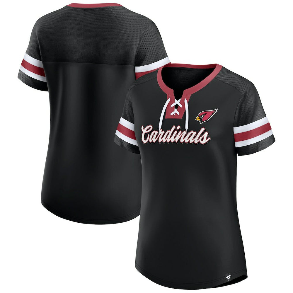 Fanatics Arizona Cardinals Women's Original State Lace-Up T-Shirt Black