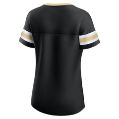 Fanatics New Orleans Saints Women's Bling Athena Jersey Style Lace-up T-Shirt Black