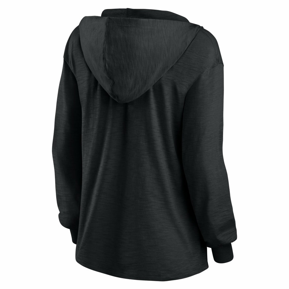 Fanatics Green Bay Packers Women's Blackout Slub Hoodie V-Neck Long Sleeve T-Shirt